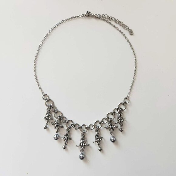 Gothic byzantine choker chainmail necklace with a small silver chain - Picture 5 of 7